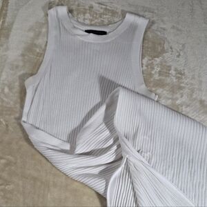 Banana Republic White Ribbed Tank Dress